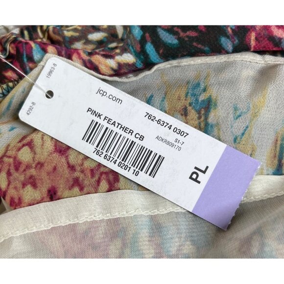 ANA Womens Blouse Off on Shoulder Pink Feather Yellow Size PL Petite Large - Picture 10 of 10